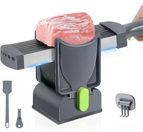 Manual Fresh Meat Slicer,Thickness Adjustable 2 or 4 mm Meat Cutter Set for Fresh Meat Slicing Shredding Chicken Beef Pork Mutton Ideal for Home Cooking BBQ & Hot Pot