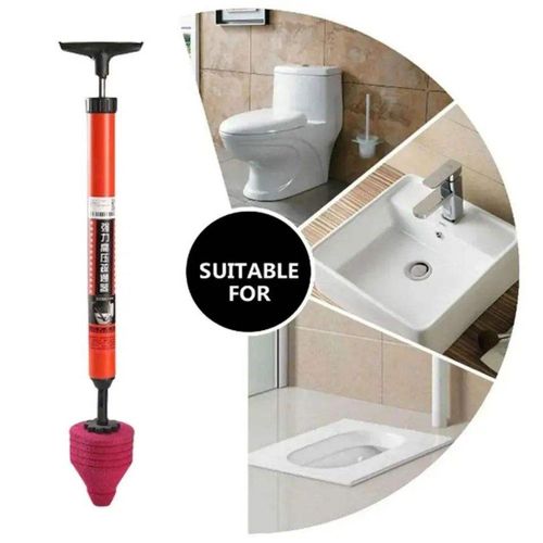 Portable Household 1pcs Pneumatic Toilet Cleaner Handheld Plastic Tool for Blocked Sewer Pipes Bathroom Snake Drain Clog Remover（2 pieces）