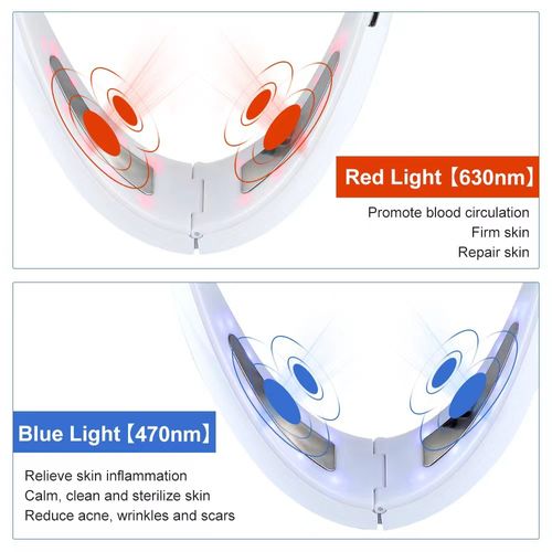 Face Lifting Device, Double Chin Reducer with LED Display Screen, 1-8 Gears Adjustable and 42°C Constant Temperature Hot Compress, Adjustable Length and Support Foldable for Firming, Smoothing
