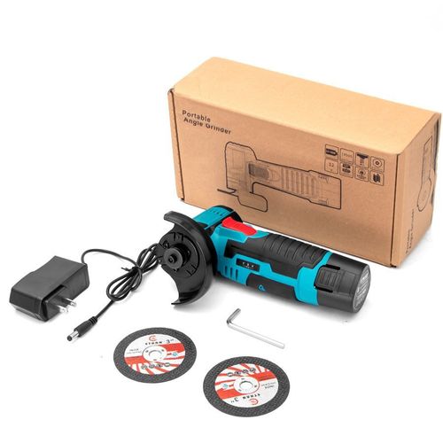Cordless Angle Grinder, Quiet 100-240V 12V 19500rpm High Speed 2600mAh Battery ABS Mini Angle Grinder for Polishing