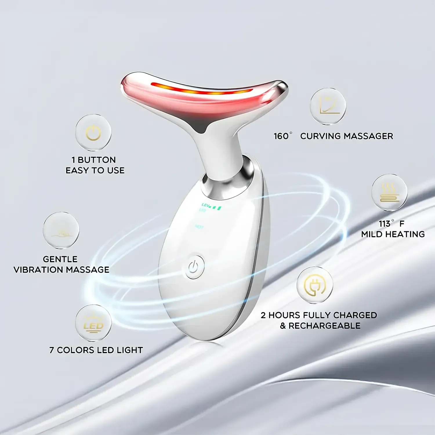 EMS Thermal Neck Lifting And Tighten Massager Electric Microcurrent Wrinkle Remover Seven colors LED Photon Face Beauty Device For Woman