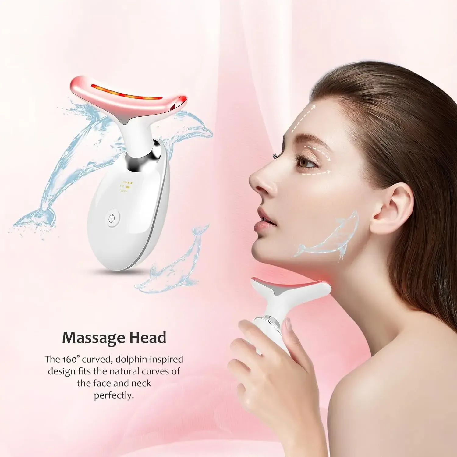 EMS Thermal Neck Lifting And Tighten Massager Electric Microcurrent Wrinkle Remover Seven colors LED Photon Face Beauty Device For Woman
