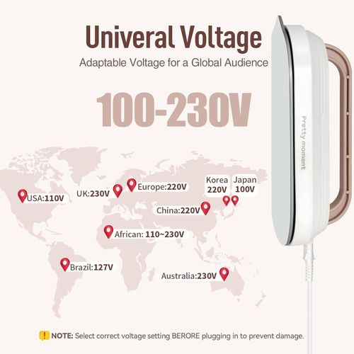 Mini Travel Iron with Adaptive Global Voltage, 100-230V Portable Dry Iron for Clothes (No Steam), 10s Heat Up, Non-Stick Soleplate, Ultra-Lightweight, Ideal for Sewing, Quilting and Handcraft