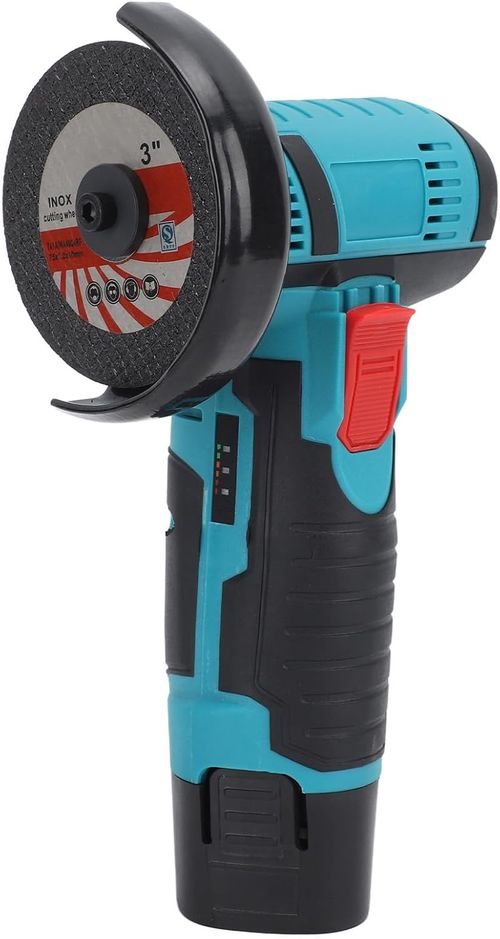 Cordless Angle Grinder, Quiet 100-240V 12V 19500rpm High Speed 2600mAh Battery ABS Mini Angle Grinder for Polishing