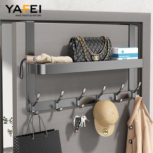 Over the Door Hooks Organize Hanger with Hooks Baskets Free Punch Door Back Hook Storage Rack