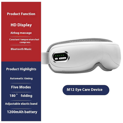 Adjustable Intensity Smart Eye Massager Air Pressure Heat Compression Bluetooth Music Vibration Relaxation 5 Massage Modes