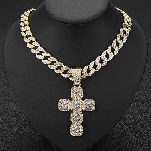 Diamond Cross Cuban Necklace