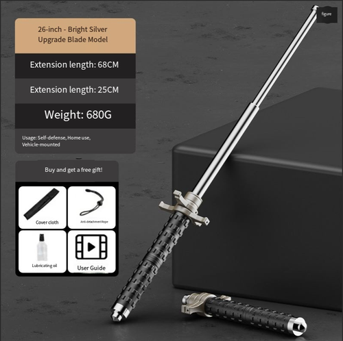 Black self-defense three-section baton - Legal defense weapon - Solid extendable baton - Patrol security baton - Portable self-defense baton