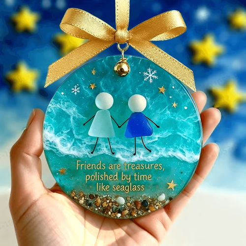 🌊Friendship Sea Glass Christmas Ornament✨Shaped by Nature