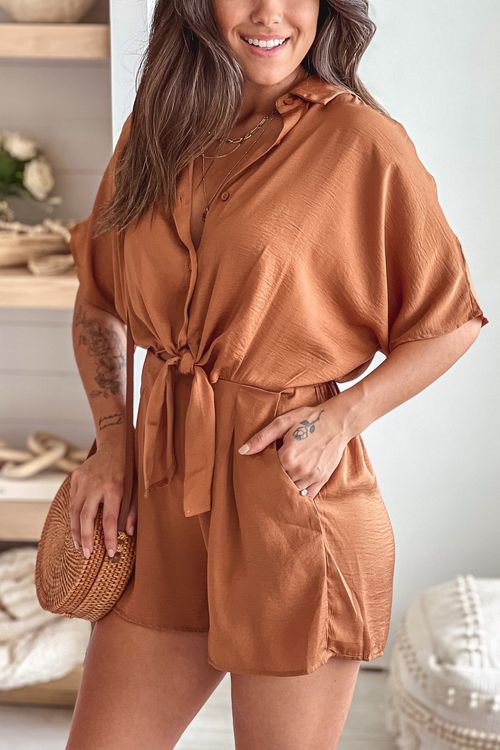 Mocha Knot Top Romper
