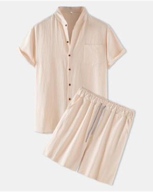Vacation Suit Men's Solid Color Short-sleeved Shorts