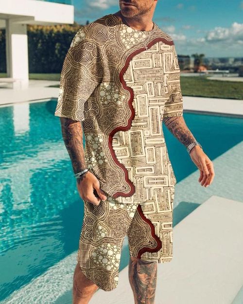 Men's Fashion Irregula Graphics Printing Shorts Suit