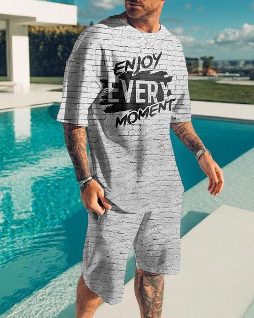 Men's Casual Print  Short Sleeve Suits-031111
