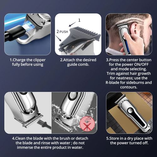 Profressional Silver Stainless Steel Electric Hairdresser Shaving Head Pusher