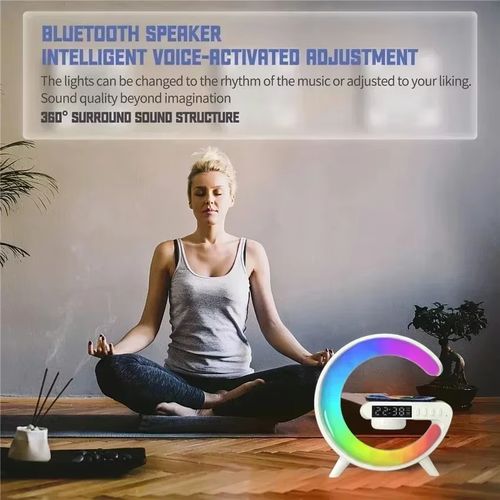 RGB Night Light Lamp Multi-function Alarm Clock TF Bluetooth Speaker Wireless Charger Station Pad