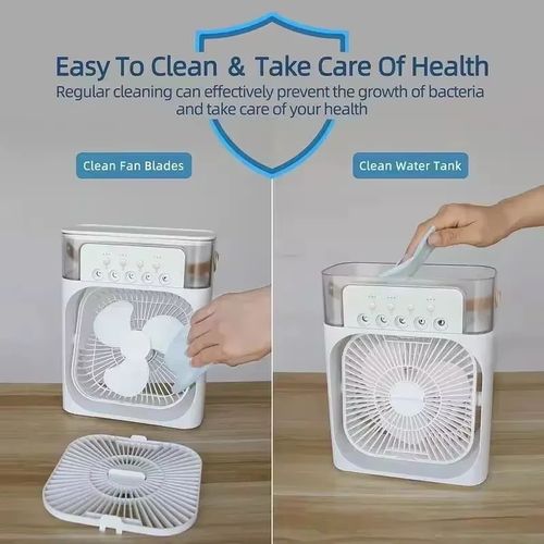 Portable USB Air Cooler Fan with 3 Nozzle Humidifier and RGB Night Light