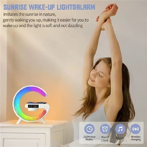 RGB Night Light Lamp Multi-function Alarm Clock TF Bluetooth Speaker Wireless Charger Station Pad