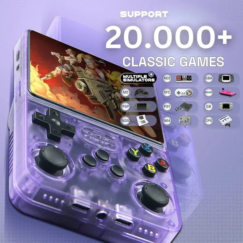 R36S Retro 3.5 Inch IPS Screen Handheld Game Console Open Source Linux System 64GB Handheld Pocket Video Games Player VS RGB20S