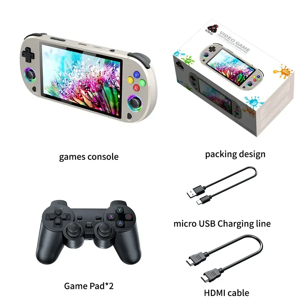 2025 New Double Handheld Game Console M22 P Handheld Game Console 5.0 Inch Screen 1920*1080 IPS Display Support LINUX System Portable