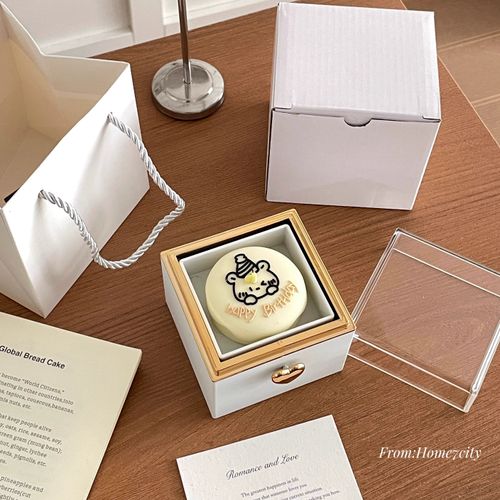 Rotating Bear Cake Ring Box - Perfect Gift for Girlfriend, Bestie on Birthday or Valentine's Day