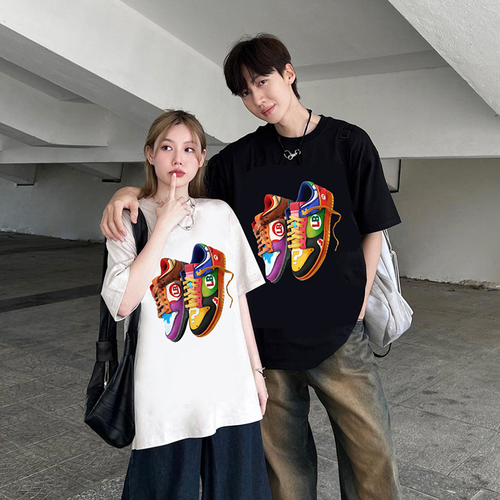 Unisex Loose Short - Sleeve T - Shirt - Summer, Canvas Shoes Print - Ins - Trendy Design