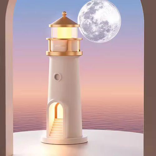 Remote - Operated Rechargeable Moonlight Tower Lamp - LED Projection for Bedroom