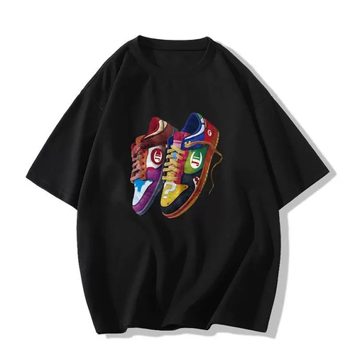 Unisex Loose Short - Sleeve T - Shirt - Summer, Canvas Shoes Print - Ins - Trendy Design