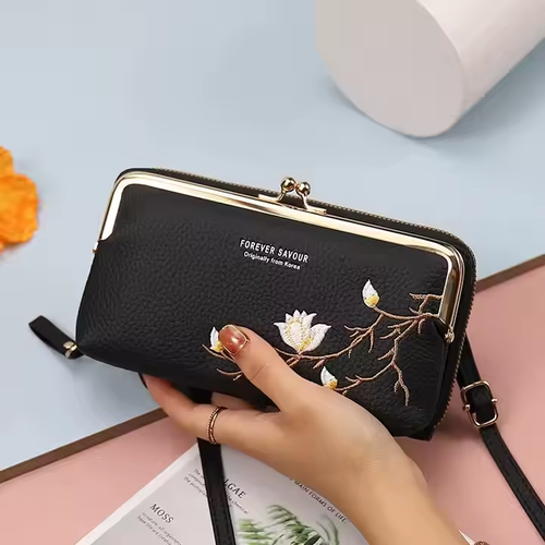 Slim Long Wallet Phone Bag for Women - Large-Capacity, Unique Crossbody with Zipper