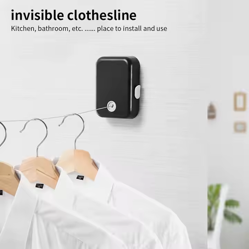 No - Drill Wall - Mounted Retractable Clothesline - 4.3m Steel String, ABS Case for Home - Hotels