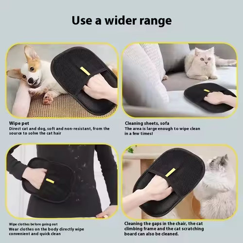 2 - Way Static Pet Hair Removal Gloves - Magic Tool for Sofa, Clothes & Dust