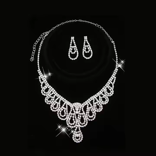 Luxury Bridal Jewelry Set - Necklace & Earrings for Weddings, Stage Performances, Costume Accessories