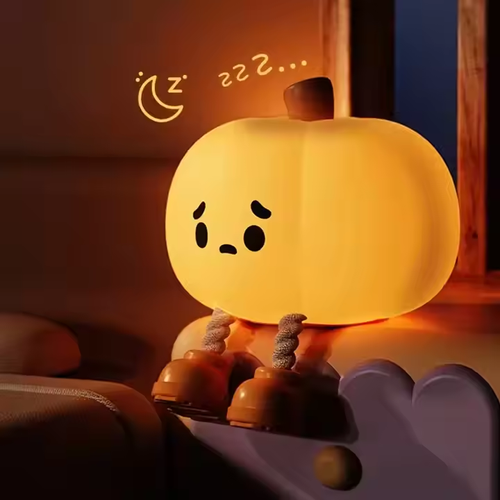 Halloween Pumpkin Night Light - Rechargeable, Sleep - Companion with Timer Function