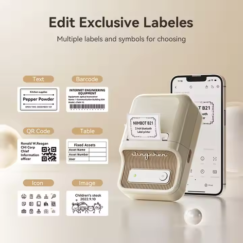 Portable Bluetooth Thermal Label Printer - Multifunctional, Connect to Phone, Clear Labels for Home Use