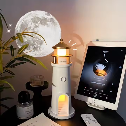 Remote - Operated Rechargeable Moonlight Tower Lamp - LED Projection for Bedroom