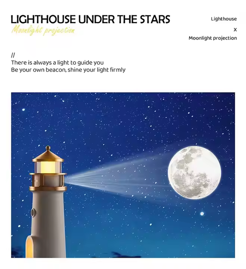 Remote - Operated Rechargeable Moonlight Tower Lamp - LED Projection for Bedroom