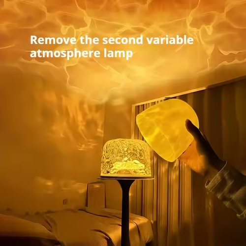 USB - Charging 16 - Color LED Table Lamp - Dynamic Rotating Ripple, Kids' Bedroom Projector & Ambient Night Light