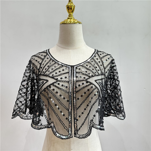 Women's Sequin Beaded Short Bolero - Multi-Ways to Wear, Thin Versatile Shawl for Dresses & More