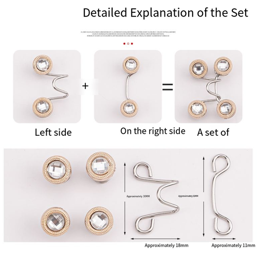 Detachable Waist Adjustment Button for Jeans - No - Nail, Metal Waist - Cinching Buckle（4 pieces）