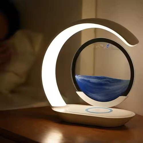 Quicksand Art Lamp + Wireless Charger - 2 Dimming Modes & Easy - Swap Panels