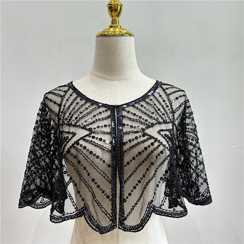 Women's Sequin Beaded Short Bolero - Multi-Ways to Wear, Thin Versatile Shawl for Dresses & More