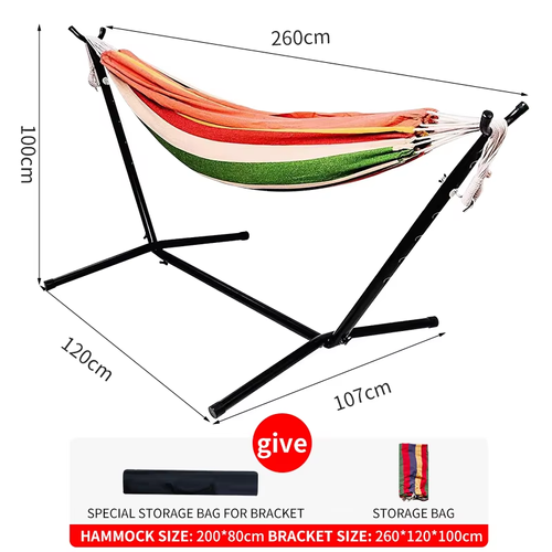 Double Hammock with Stable Steel Stand - Anti - Tip, Easy Setup for Indoor - Outdoor Use