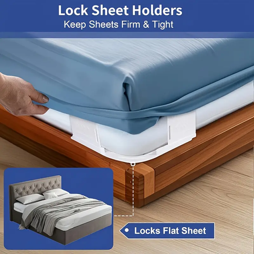 Multifunctional Invisible Sheet Clips (4 - Piece) - Anti - Slip Holders for Bed Sheets & Mattress Covers