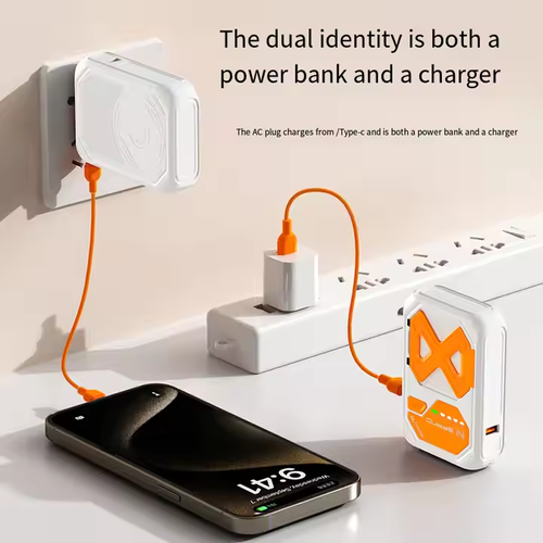 2-in-1 Multifunctional MagSafe Magnetic Power Bank | 22.5W Fast Charging, Built - in Cable & Stand for Easy Carrying