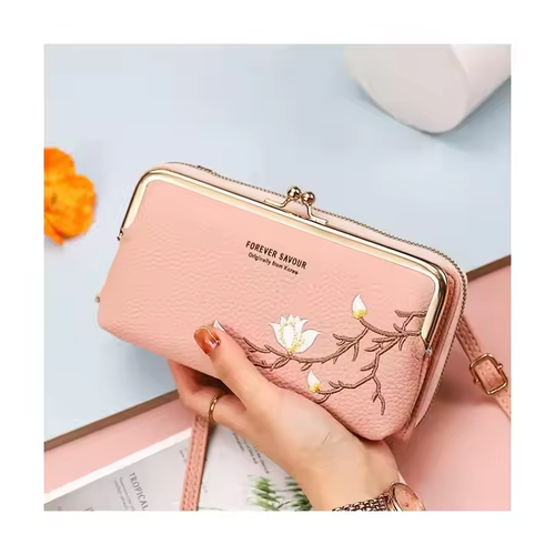 Slim Long Wallet Phone Bag for Women - Large-Capacity, Unique Crossbody with Zipper
