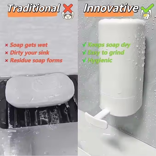 Wall - Mounted Soap Grinder Dispenser - Waterproof Container, 3 - Speed Adjustment, Reduce Waste