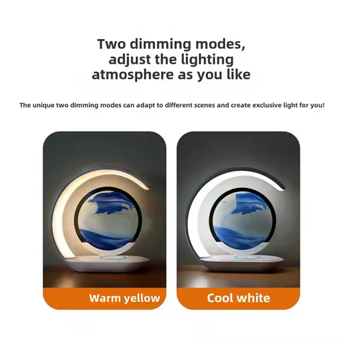 Quicksand Art Lamp + Wireless Charger - 2 Dimming Modes & Easy - Swap Panels