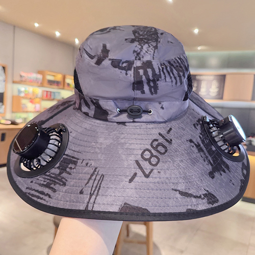 Solar - Rechargeable Digital Display Fisherman Hat - Extra Large Brim, Perfect for Summer Hiking or Fishing