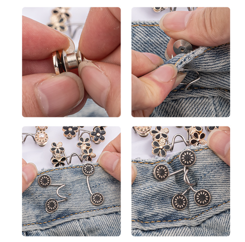 Detachable Waist Adjustment Button for Jeans - No - Nail, Metal Waist - Cinching Buckle（4 pieces）
