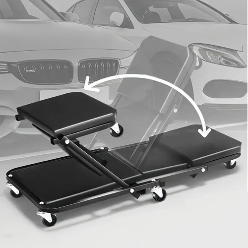 2 - in - 1 Foldable Car Repair Workbench - Stool & Lying Board, Portable Design