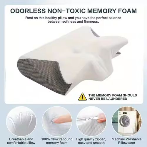 Butterfly - Shaped Memory Foam Pillow - Breathable, Neck - Supportive for Sleep & Cervical Care